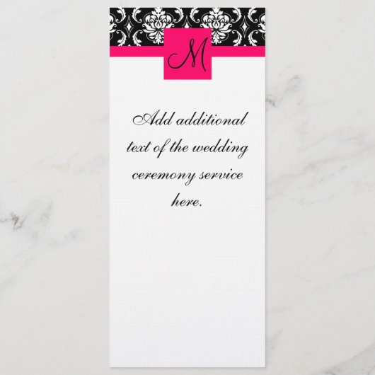 Das Programm für die Hochzeitskirche Monogram Dama (Rückseite)