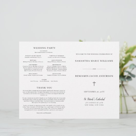 Das Programm für die katholische Hochzeit (Stehend Vorderseite)