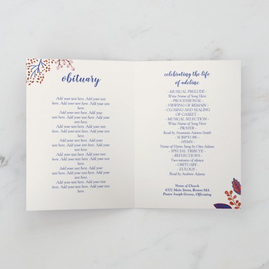 Das Programm zur Beerdigung des Lebens im Herbst (Innenseite)