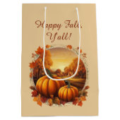 Das Pumpkin- und Landschaftsmotiv der Herbstsaison Mittlere Geschenktüte (Rückseite)