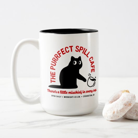 Das Purfect Spill Cafe 15 oz. Zweifarbige Tasse (Mit Donut)