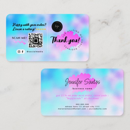 Das QR-Logo der Social Media Vielen Dank für das m Visitenkarte