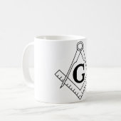 Das Quadrat und das Kompass-Freimaurerei-Symbol Kaffeetasse (Vorderseite Links)