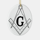 Das Quadrat und das Kompass-Freimaurerei-Symbol Keramikornament (Rechts)