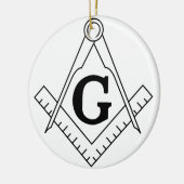 Das Quadrat und das Kompass-Freimaurerei-Symbol Keramikornament (Links)
