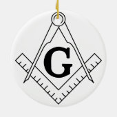 Das Quadrat und das Kompass-Freimaurerei-Symbol Keramikornament (Hinten)