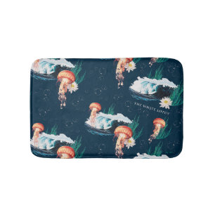 Das Quallen-Muster des weißen Lotus Ocean Badematte