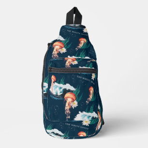 Das Quallen-Muster des weißen Lotus Ocean Crossbody Bag