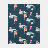 Das Quallen-Muster des weißen Lotus Ocean Fleecedecke (Vorderseite)