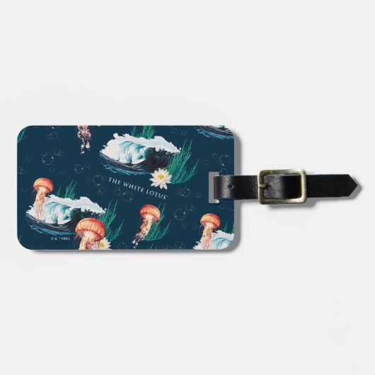 Das Quallen-Muster des weißen Lotus Ocean Gepäckanhänger (Vorderseite horizontal)