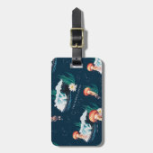 Das Quallen-Muster des weißen Lotus Ocean Gepäckanhänger (Vorderseite vertikal)