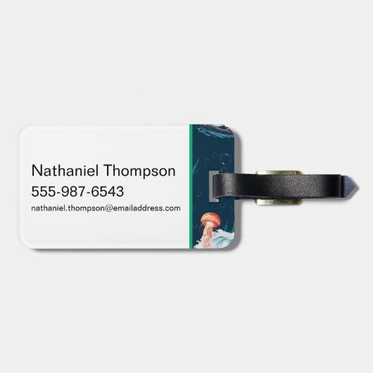 Das Quallen-Muster des weißen Lotus Ocean Gepäckanhänger (Rückseite horizontal)