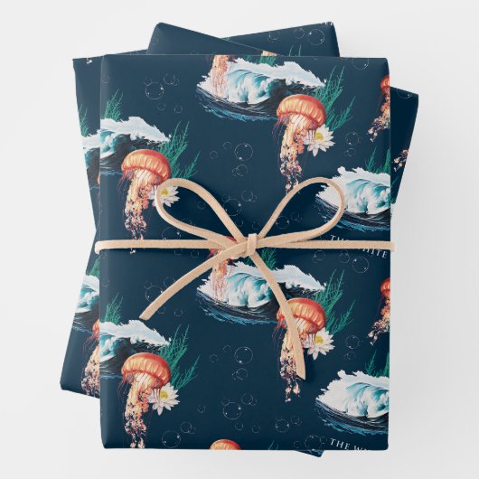 Das Quallen-Muster des weißen Lotus Ocean Geschenkpapier Set (Beispiel)