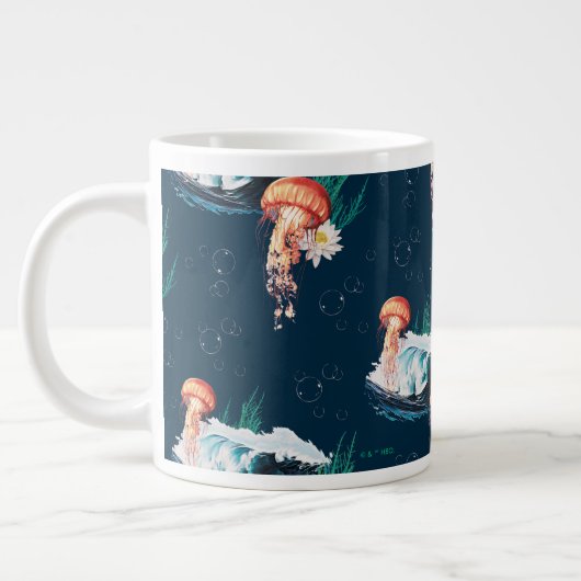 Das Quallen-Muster des weißen Lotus Ocean Jumbo-Tasse (Links)