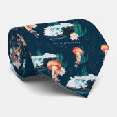 Das Quallen-Muster des weißen Lotus Ocean Krawatte (Gerollt)