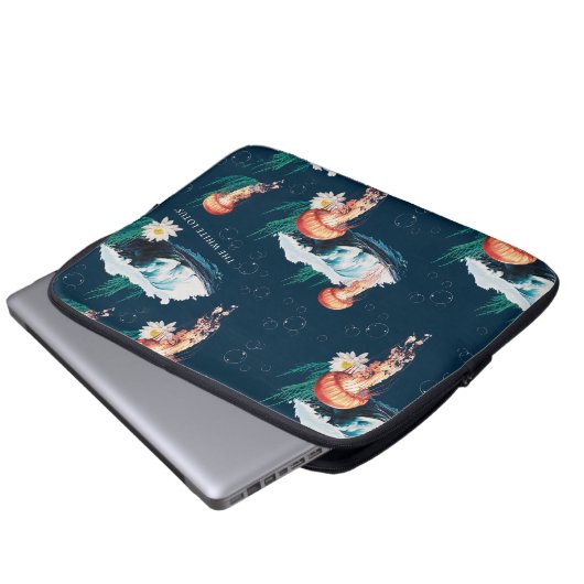 Das Quallen-Muster des weißen Lotus Ocean Laptopschutzhülle (Vorne Knopf)