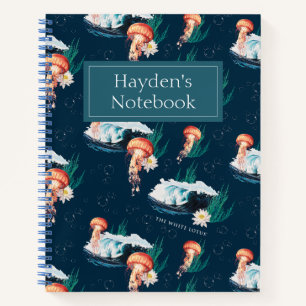 Das Quallen-Muster des weißen Lotus Ocean Notizblock