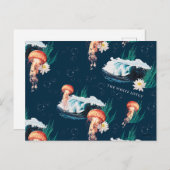 Das Quallen-Muster des weißen Lotus Ocean Postkarte (Vorne/Hinten)