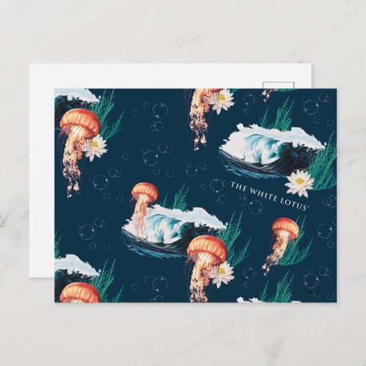 Das Quallen-Muster des weißen Lotus Ocean Postkarte (Vorne/Hinten)