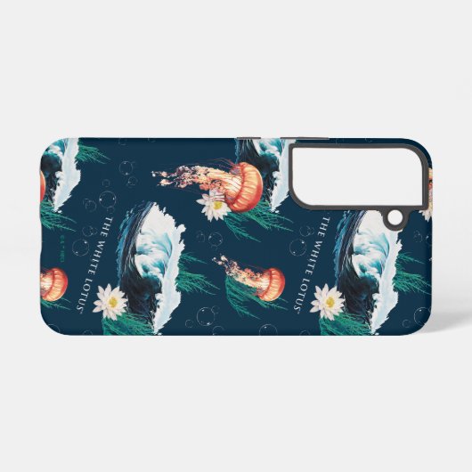 Das Quallen-Muster des weißen Lotus Ocean Samsung Galaxy Hülle (Rückseite (Horizontal))