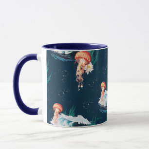 Das Quallen-Muster des weißen Lotus Ocean Tasse