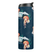 Das Quallen-Muster des weißen Lotus Ocean Thermosbecher (Nach links gedreht)