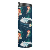 Das Quallen-Muster des weißen Lotus Ocean Thermosbecher (Nach rechts gedreht)