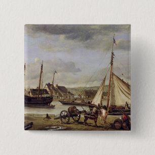 Das Quay des Kaufmannes in Rouen, 1834 Button