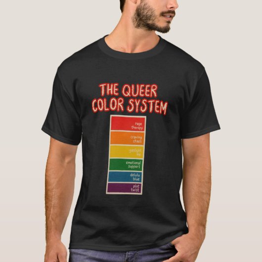 Das Queere Farbpaint Swatch Pride Humor Design T-Shirt (Vorderseite)