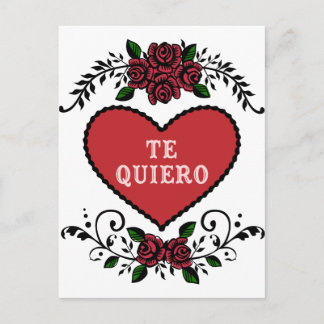 Das Quiero Antique Herz und Rose Postkarte