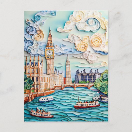 Das Quilling Big Ben im Tower von London Postkarte (Vorderseite)
