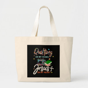 Das Quilten in meinen Adern Jesus in meinen Herzge Jumbo Stoffbeutel