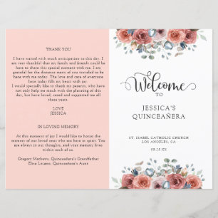 Das Quinceanera-Programm für Blütenrosa und Bläser