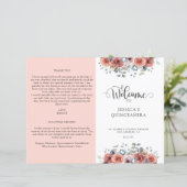 Das Quinceanera-Programm für Blütenrosa und Bläser (Stehend Vorderseite)