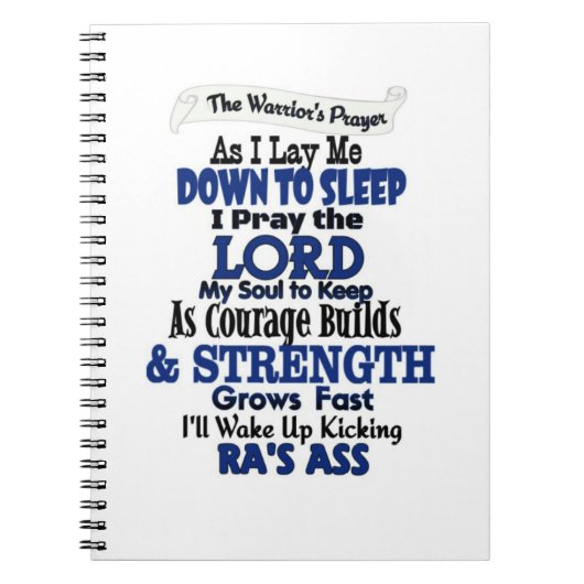 Das RA das Gebet des Kriegers Notizblock (Vorderseite)