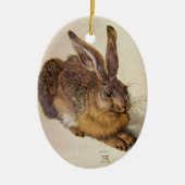 DAS RABBIT (JUGENDLICHE Hase) OSTEREIER MIT BLUME Keramik Ornament (Vorne)