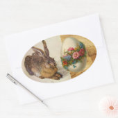 DAS RABBIT (JUGENDLICHE Hase) OSTEREIER MIT BLUME Ovaler Aufkleber (Umschlag)