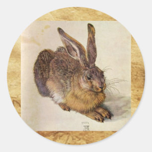 DAS RABBIT (Junge Hare) Runder Aufkleber