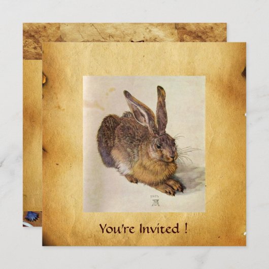 DAS RABBIT-Monogramm (Young Hare) Einladung (Vorne/Hinten)