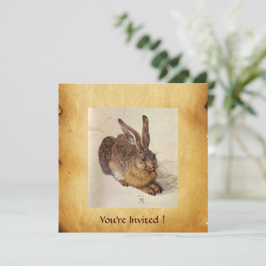 DAS RABBIT-Monogramm (Young Hare) Einladung (Stehend Vorderseite)
