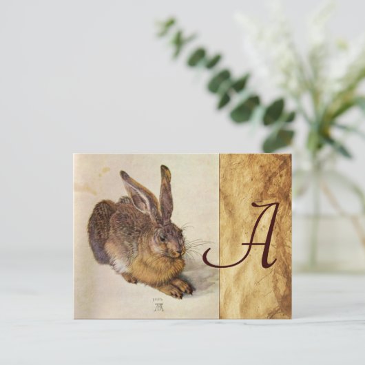 DAS RABBIT-Monogramm (Young Hare) Postkarte (Stehend Vorderseite)