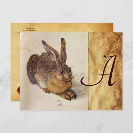 DAS RABBIT-Monogramm (Young Hare) Postkarte (Vorne/Hinten)