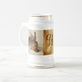 DAS RABBIT ( Young Hare ) und das Owl Monogramm Bierglas (Vorderseite Links)