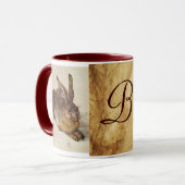 DAS RABBIT ( Young Hare ) und das Owl Monogramm Tasse (Vorderseite Links)