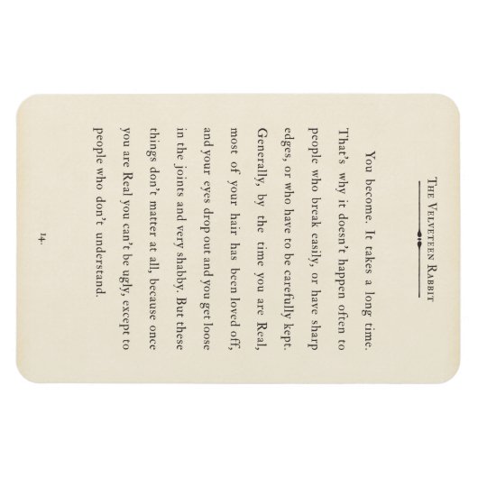 Das Rabbit-Zitat der Velveteen, Buchseite Magnet (Horizontal)