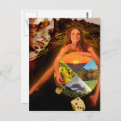 Das Rad der Glückskarte Tarot Art Postkarte (Vorne/Hinten)