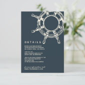 Das Rad des blauen Schiffes | Angaben zum Hochzeit Einladung (Stehend Vorderseite)