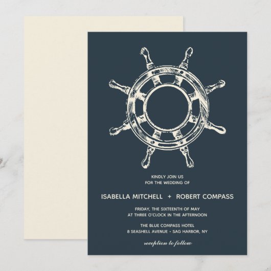 Das Rad des blauen Schiffes | Einladung zur Hochze (Vorne/Hinten)