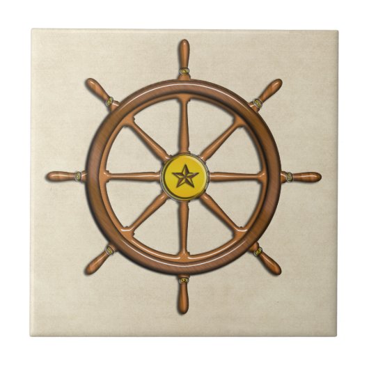 Das Rad des hölzernen Seeschiffs Fliese (Vorderseite)