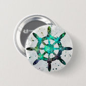 Das Rad des Kapitäns in den Farben des blauen grün Button (Vorne & Hinten)